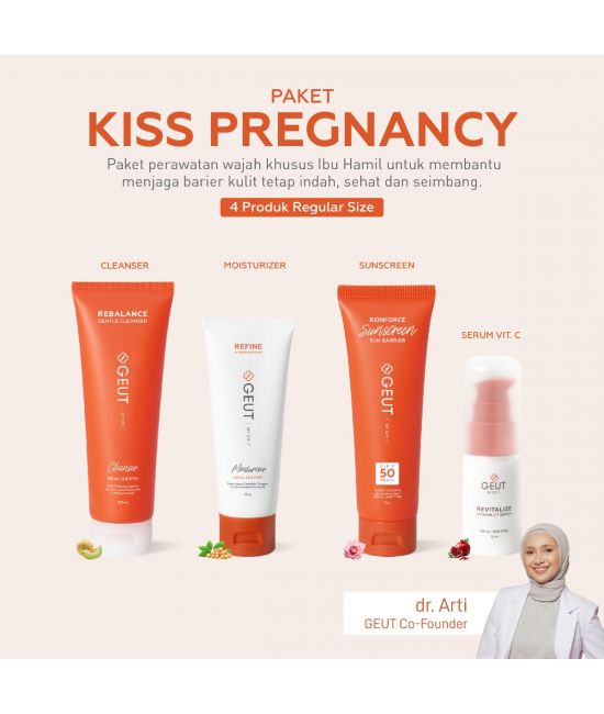 GEUT KISS Pregnancy Set 4pcs (Paket Wajah Ibu Hamil Kulit Indah Sehat Seimbang, Cleanser + Moisturizer + Sunscreen + Serum Vit.C 15ml)